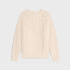 CELINE Crew Neck Sweater in Aran Cashmere and Wool | 賽琳 阿蘭花紋羊絨羊毛圓領毛衣（米白色）