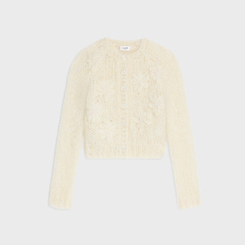 CELINE Embroidered Cardigan in Mohair | 賽琳 刺繡羊駝毛開襟衫（米白色）