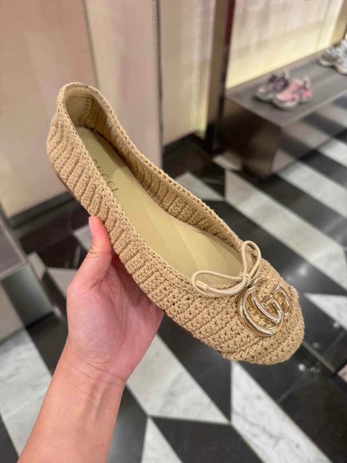GUCCI New Marmont GG Raffia Flat(Natural) - LONDONKELLY 英國名牌代購