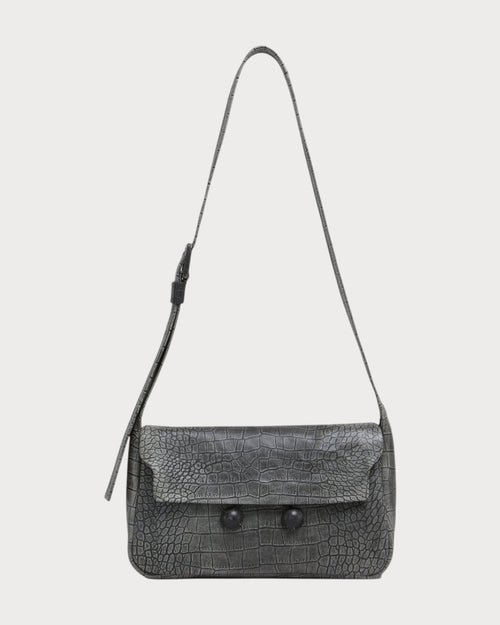 MARNI Black Crocodile Print Leather Trunkaroo Handbag(Medium/Black) - LONDONKELLY 英國名牌代購