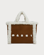 MARNI Brown Suede Handbag with White Shearling Trim(Brown) - LONDONKELLY 英國名牌代購