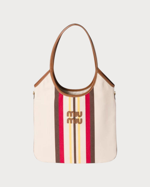 MIU MIU Ivy Canvas and Leather Bag | 繆繆 腋下袋 (啡白色) - LONDONKELLY 英國名牌代購