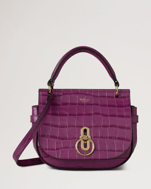 MULBERRY Small Amberley Satchel Top Handle | 瑪百莉 小號安柏利手提單肩包（蘭花紫亮面） - LondonKelly 英國名牌代購