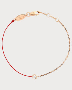 REDLINE Rose Gold and Diamond Pure Half - Chain Bracelet | 紅繩 手鏈 (0.1CT/多色) - LondonKelly 英國名牌代購