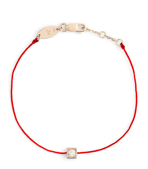 REDLINE Yellow Gold and Diamond Cube Bracelet | 紅繩 手鏈 (0.1CT/多色) - LondonKelly 英國名牌代購