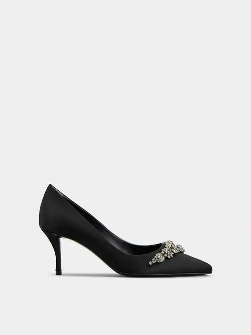 ROGER VIVIER Efflorescence Pumps in satin | RV 緞面高跟鞋 (黑色) - LondonKelly 英國名牌代購