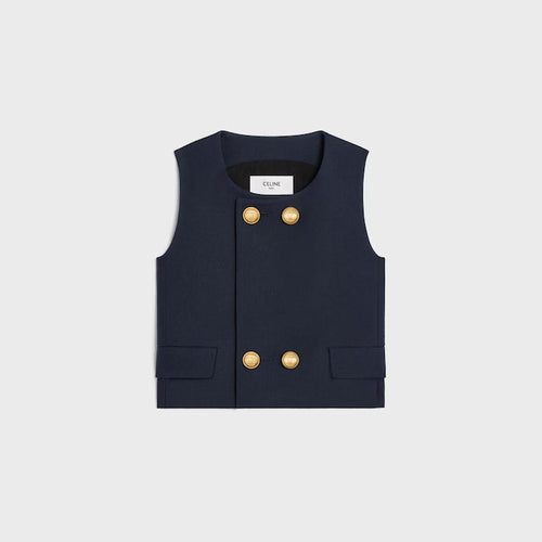 CELINE Top in Double Faced Wool Tricotine | 賽琳 雙面羊毛斜紋呢上衣（墨色）