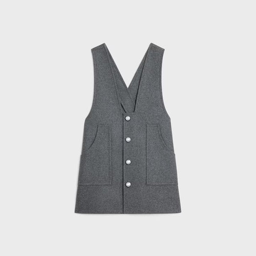 CELINE Tunic Mini Dress in Wool Cloth | 賽琳 羊毛布料束腰迷你洋裝（中灰色）