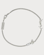 YSL SAINT LAURENT Cassandre Charm Bracelet In Metal And Rhinestone | 聖羅蘭 手鏈 (銀色) - LONDONKELLY 英國名牌代購