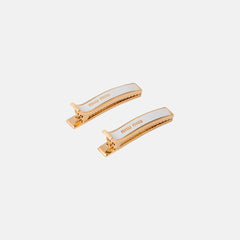 MIU MIU Enameled Metal Hair Clips | 繆繆 髮夾 (White)